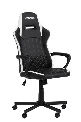 Gamer szék LERBJERG fekete/fehér textilbőr