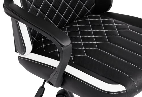 Herní židle LERBJERG černá/bílá koženka