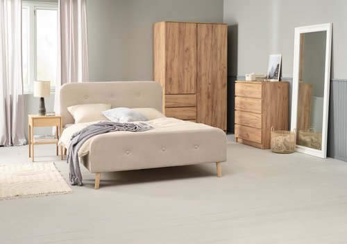 Bed frame KONGSBERG 135x190 beige fabric
