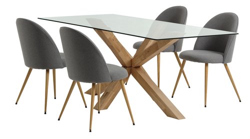 AGERBY L190 table oak + 4 KOKKEDAL chairs grey/oak