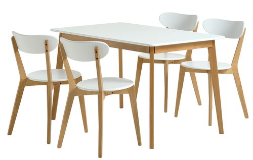 JEGIND H130 asztal fehér + 4 JEGIND szék fehér