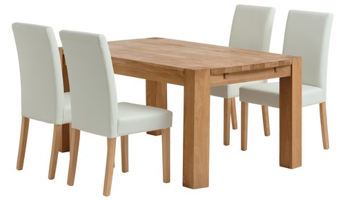 OLLERUP C160 mesa carvalho + TUREBY cadeiras branco