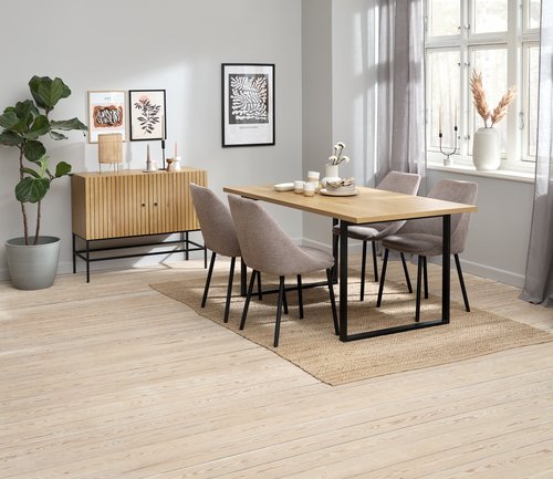 Jedálenský stôl AABENRAA 90x160 dubová farba/čierna