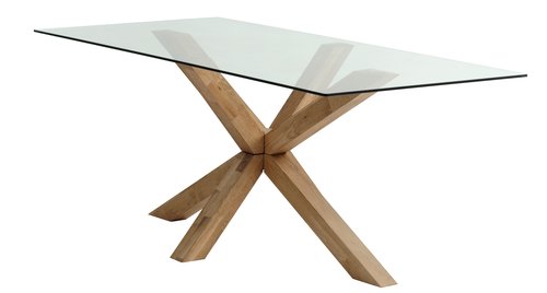 Blagovaonski stol AGERBY 90x190 staklo/hrast