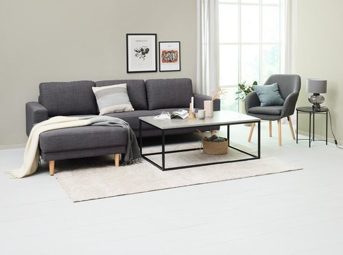 Sofa EGENSE chaise longue dark grey