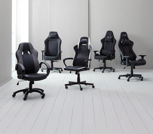 Gaming stolica LERBJERG crna/bijela umjetna koža