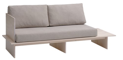 Day bed SOLLERUP 204x78 solid pine/light grey fabric