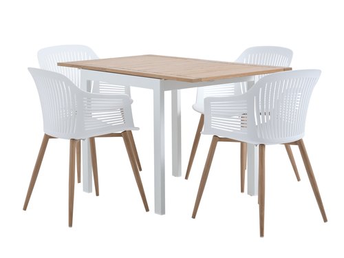 RAMTEN C72 mesa madeira dura + 4 VANTORE cadeira branco
