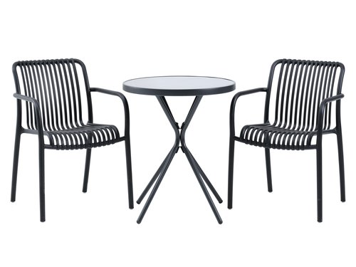 RADSTRUP Ø60 τραπέζι + 2 NABBEN καρέκλες μαύρο