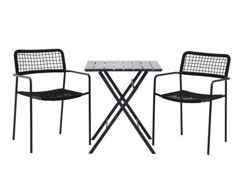 SANDVIKA L70 Tisch + 2 LABING Stuhl schwarz