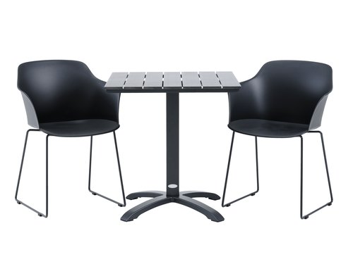 HOBRO Μ70 τραπέζι + 2 SANDVED καρέκλες μαύρο