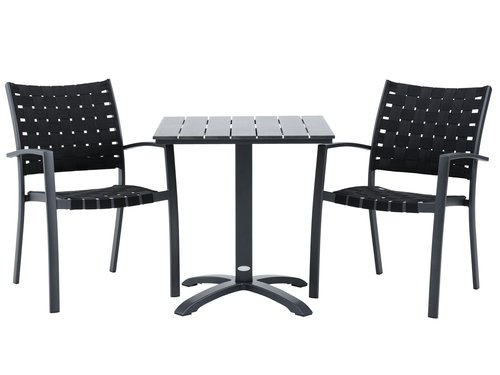 HOBRO L70 Tisch + 2 JEKSEN Stuhl schwarz