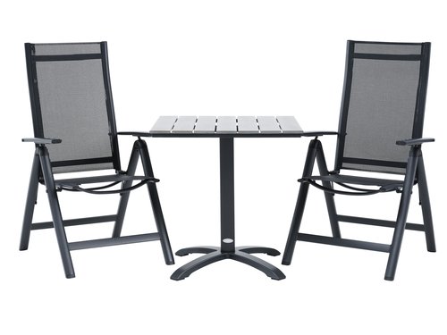 HOBRO D70 stół szary + 2 LOMMA krzesło czarny