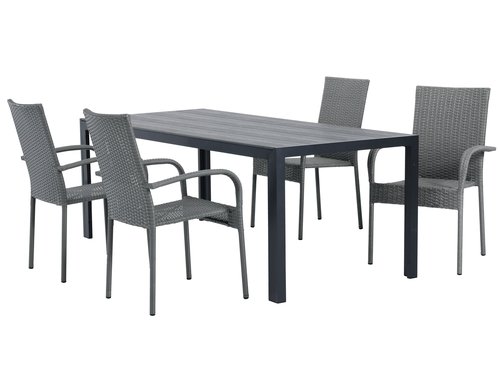 PINDSTRUP L205 tafel + 4 GUDHJEM stoelen grijs