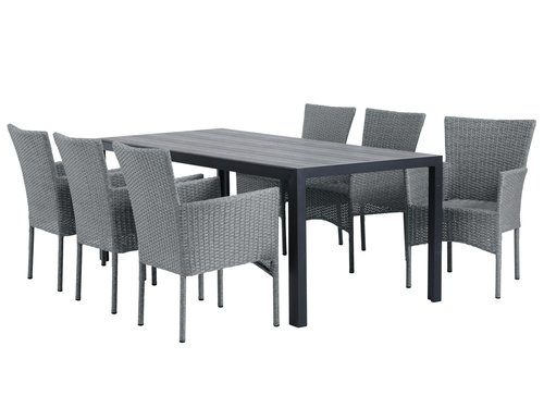 PINDSTRUP P205 pöytä harmaa + 4 AIDT tuoli harmaa