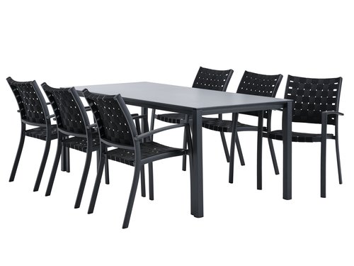 LANGET L207 tafel + 4 JEKSEN stoelen zwart
