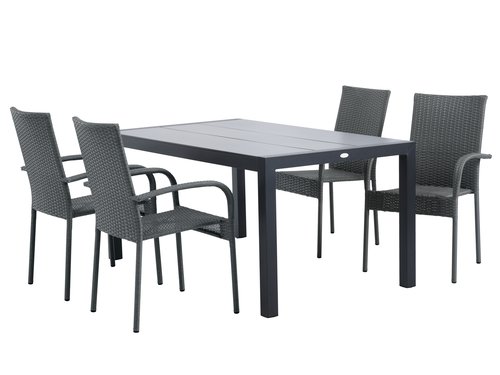 HAGEN L160 table + 4 GUDHJEM chair grey