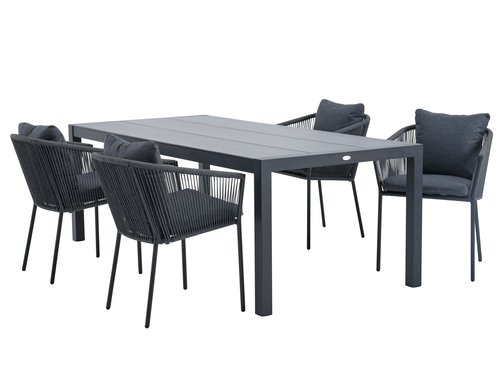 HAGEN P214 pöytä + 4 BRAVA tuoli harmaa