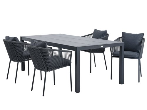 HAGEN L214 Tisch   4 BRAVA Stuhl grau | JYSK