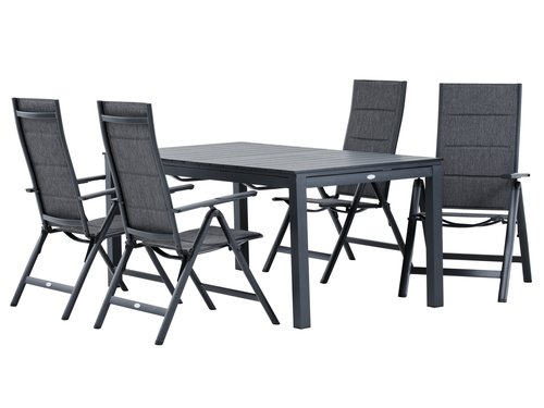 VATTRUP 170/273 masă negru + 4 MYSEN scaun gri