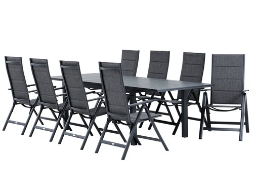 VATTRUP 170/273 masă negru + 4 MYSEN scaun gri