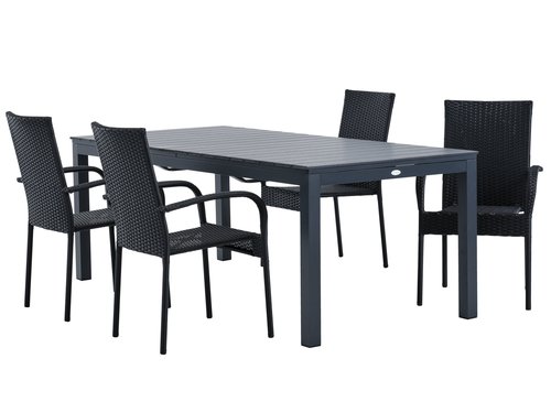 VATTRUP L206/319 Tisch + 4 GUDHJEM Stuhl schwarz