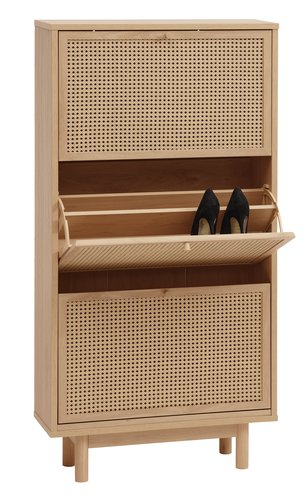 Shoe cabinet HALMSTAD 3 compartments oak colour