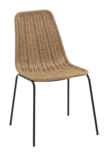 Silla de jardín con respaldo alto Acero-Rattan