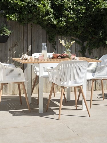 RAMTEN Μ72 τραπέζι σκληρό ξύλο + 4 VANTORE καρέκλες λευκό