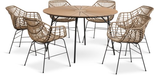 RANGSTRUP Ś130 stół naturalny/czarny + 4 ILDERHUSE krzesło