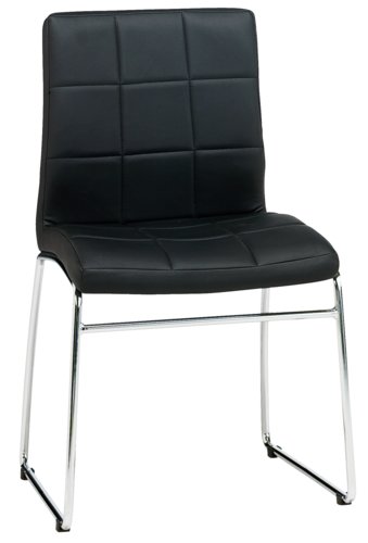 Jedálenská stolička HAMMEL čierna koženka/chróm