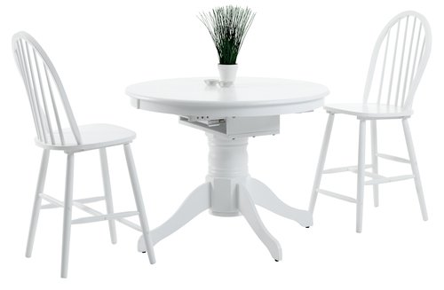 Dining table ASKEBY D100 w/ex.leaf white