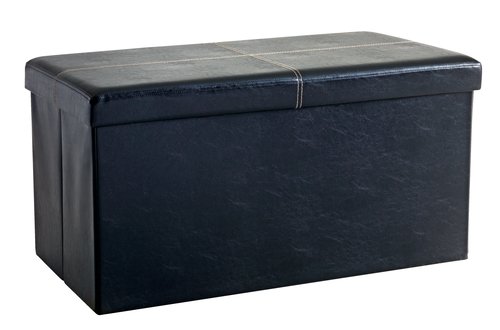 Taburet HOLEBY 80x40 s úložným priestorom čierna koženka
