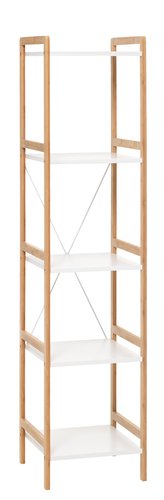 Етажерка BROBY 5 рафта тясна бамбук/бяло