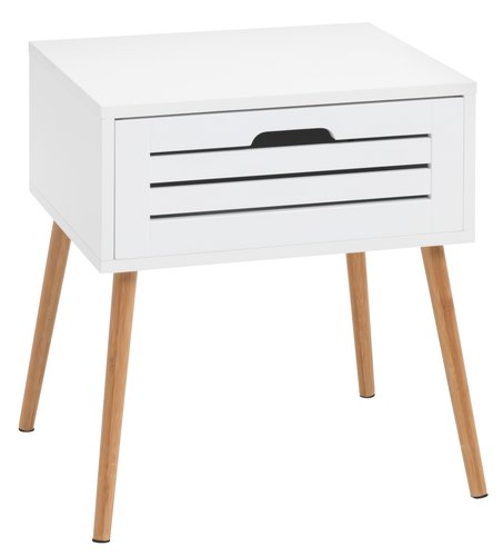 Bedside table BROBY 1 drw bamboo/white