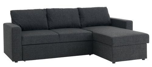 Sofa bed chaise longue MARSLEV dark grey fabric