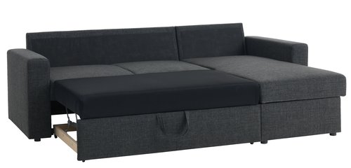 Sofa bed chaise longue MARSLEV dark grey fabric