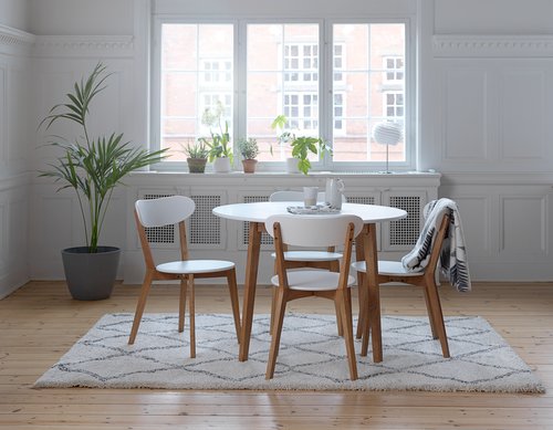 JEGIND ÁTM105 asztal fehér + 4 JEGIND szék fehér/natúr