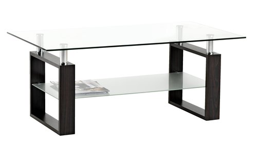 Konferenční stolek NYBORG 60x110 1 police černá/sklo