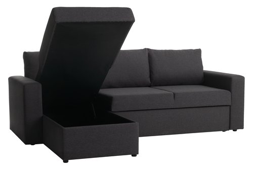 Καναπές-κρεβάτι με σεζλόνγκ MARSLEV σκούρο γκρι