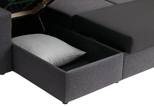 Γωνιακός καναπές-κρεβάτι MARSLEV σκούρο γκρι ύφασμα
