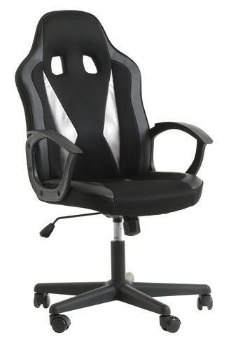 Геймърски стол HARLEV черна мрежа/сива изк. кожа