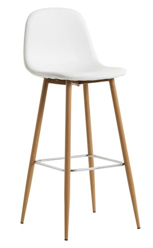 Barska stolica JONSTRUP bijela umjetna koža/hrast