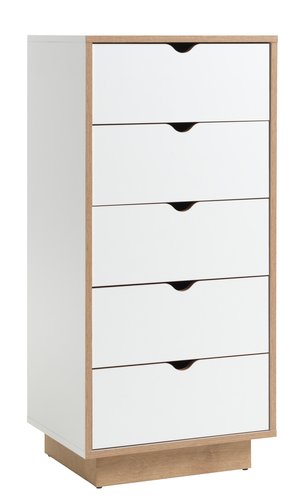 5 drawer chest MAMMEN slim white/oak