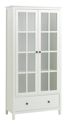 Vitrine NORDBY 2 portes 1 tiroir blanc