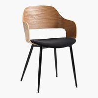 Chaise HVIDOVRE chêne/tissu noir