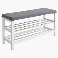 Bench EGESKOV w/shoe shelves steel/white