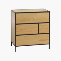 Cómoda TRAPPEDAL 4 gavetas carv/preto