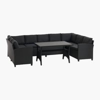 Комплект мебели ULLEHUSE 9 места със съхранение черен