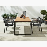 DAGSVAD L190 tafel naturel + 4 NABE stoel zwart